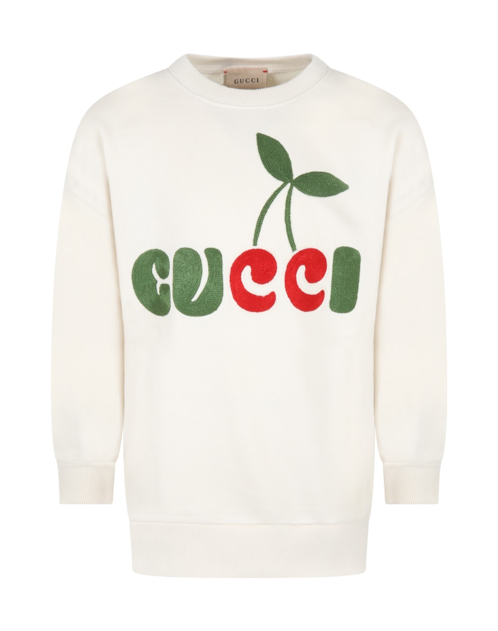 Gucci Ivory Sweatshirt For Kids With Cherry Print - White Multicolor