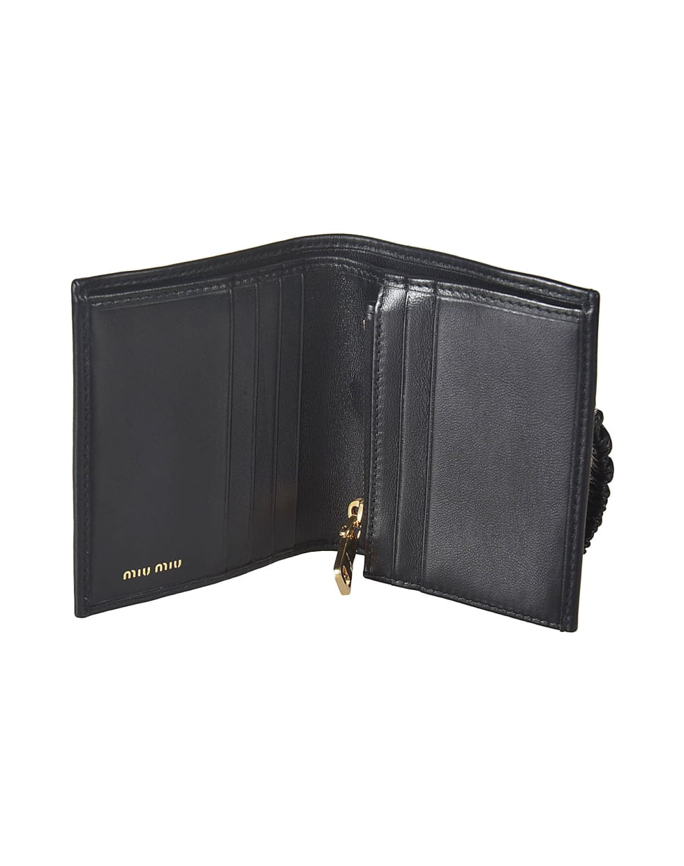 Miu Miu Metallic Foldover Wallet - Black
