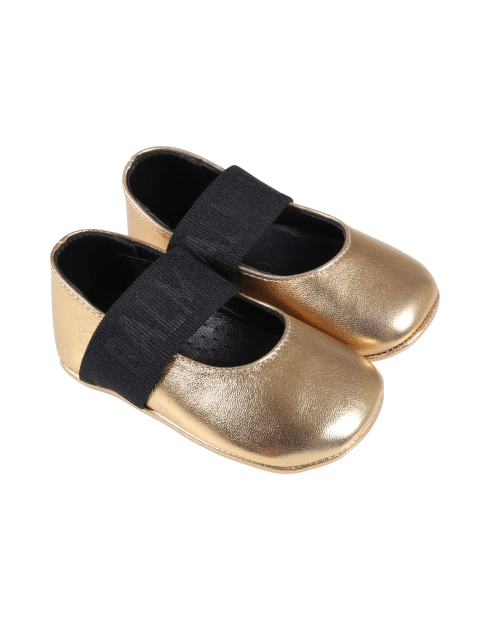 Balmain Gold Ballet Flats For Baby Girl With Logo - Gold
