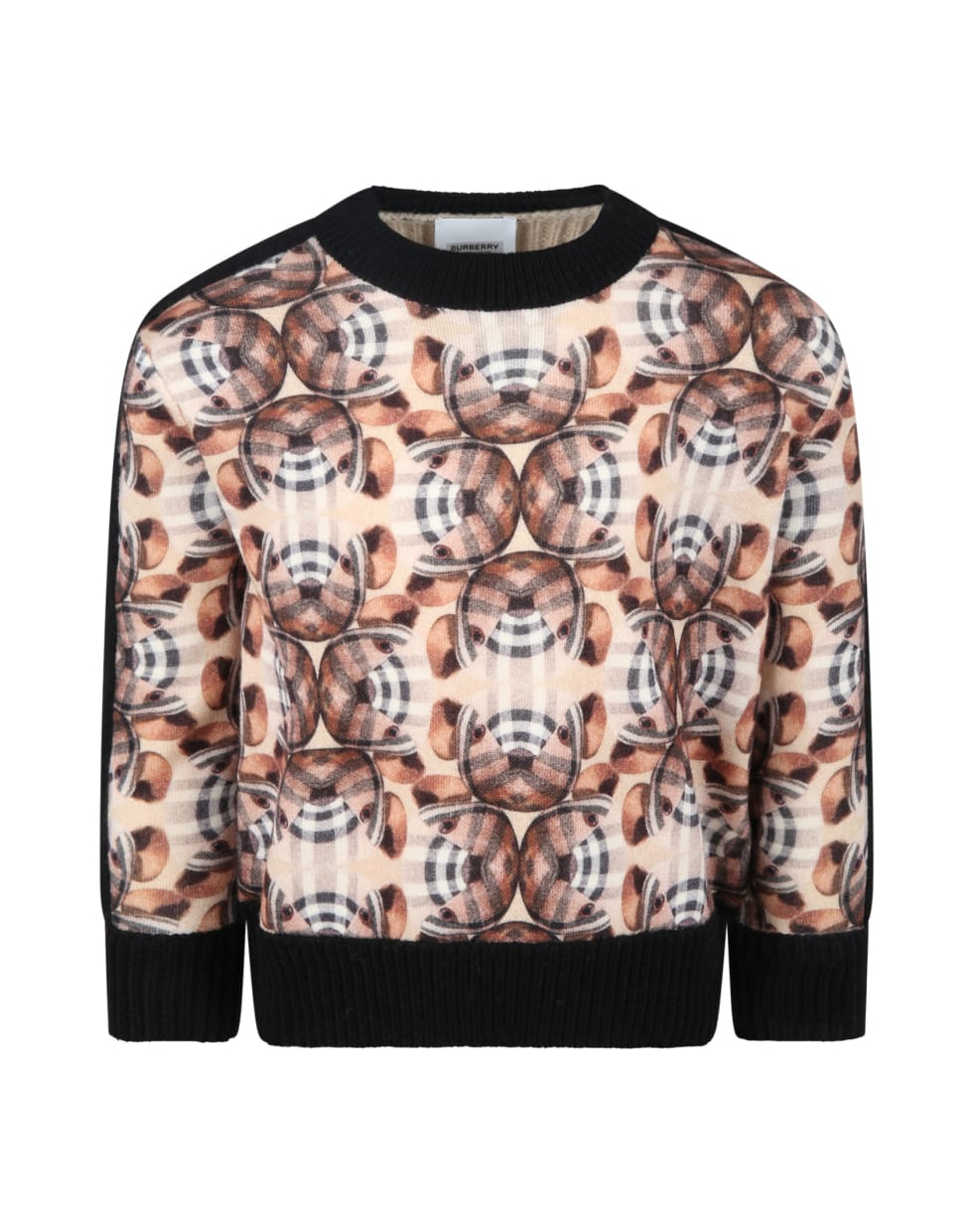 Burberry Beige Sweater For Kids With Teddy Bear - Beige