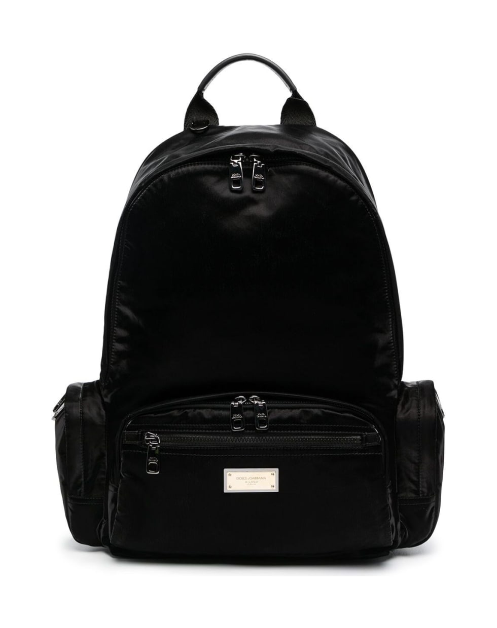 Dolce & Gabbana Sicilia Shiny Black Nylon  Backpack With Logo - Black