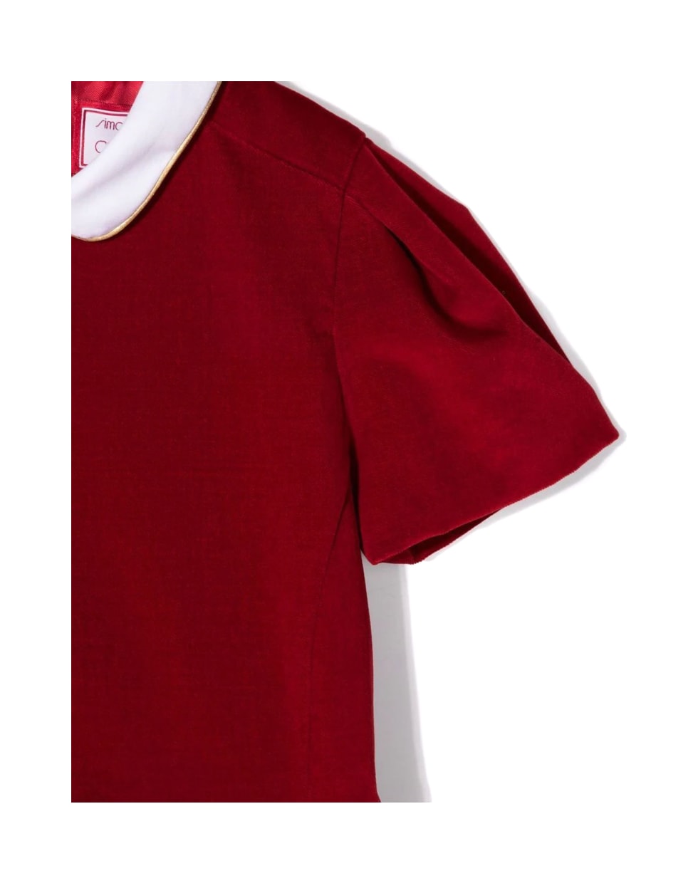 Simonetta Red Cotton Layered Velvet Dress - Rosso
