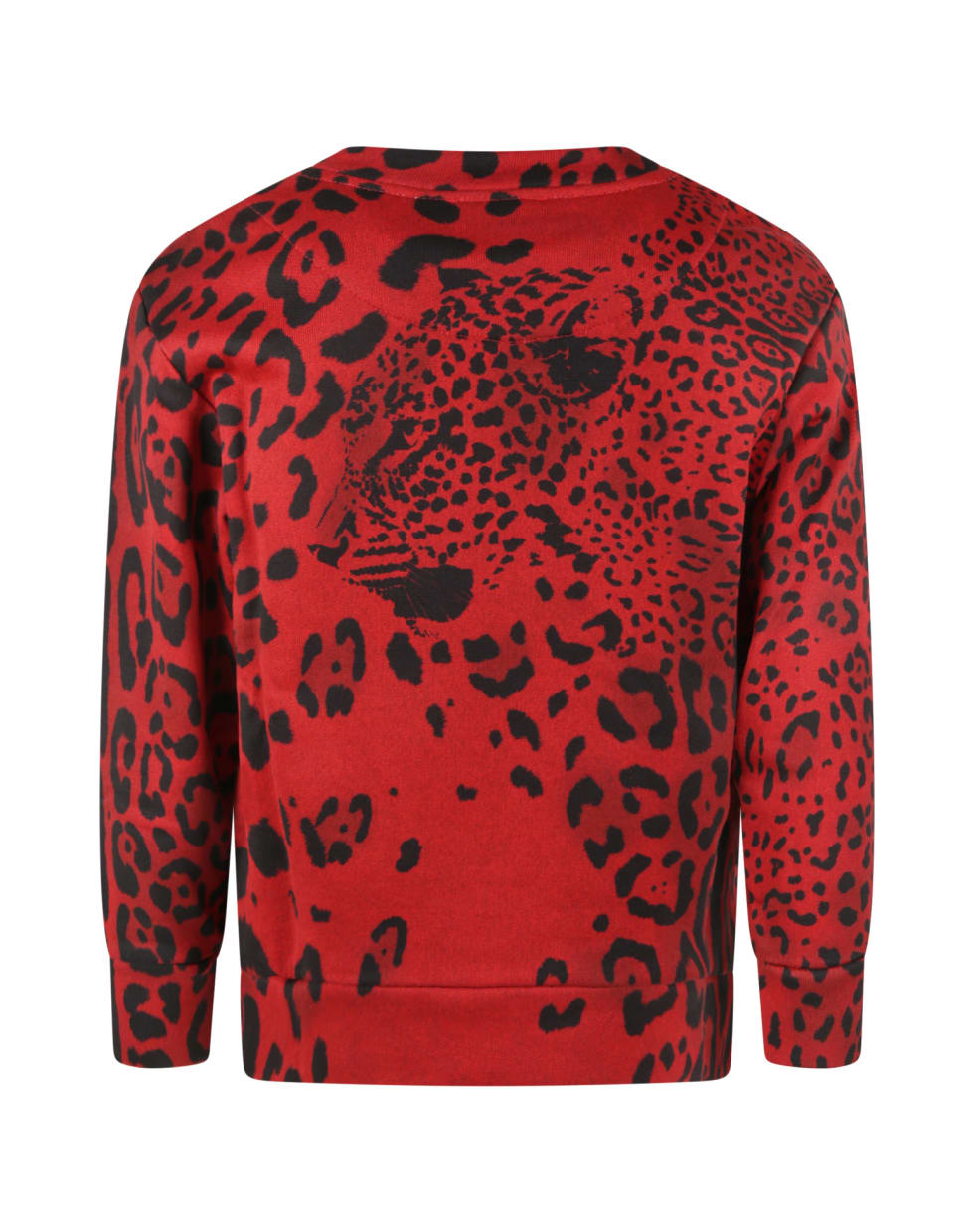 Dolce & Gabbana Red Weatshirt For Girl With Animalier Prints - Red