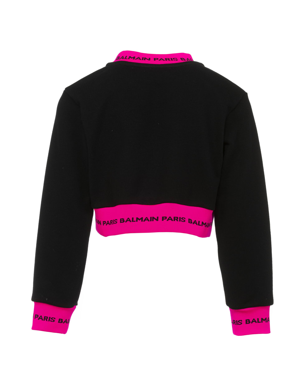 Balmain Short Sweatshirt With Print - Nero-fucsia