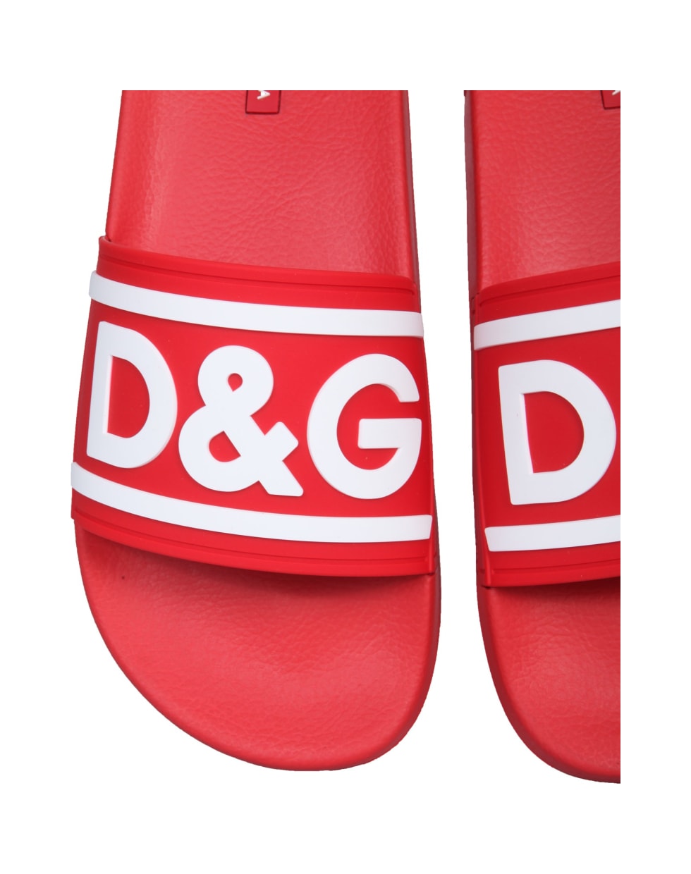 Dolce & Gabbana Slide Sandals With Logo - ROSSO