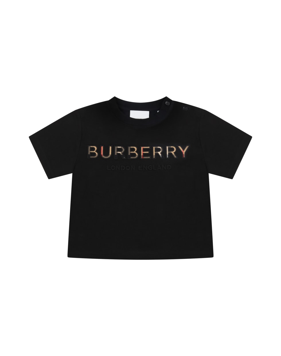 Burberry Black T-shirt For Babykids With Beige Logo - Black