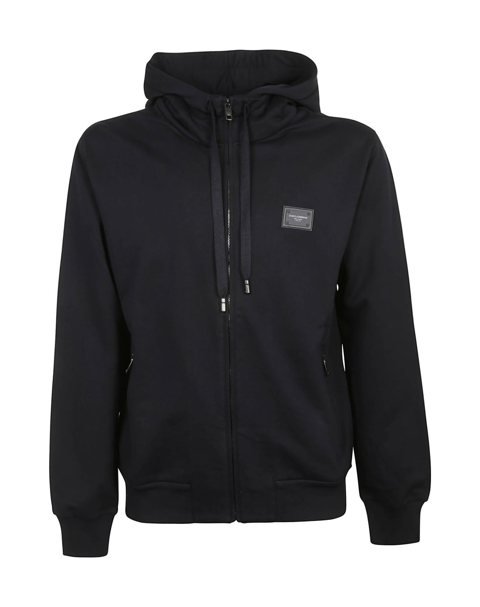 Dolce & Gabbana Logo Patched Zip Hoodie - Blue Scuro