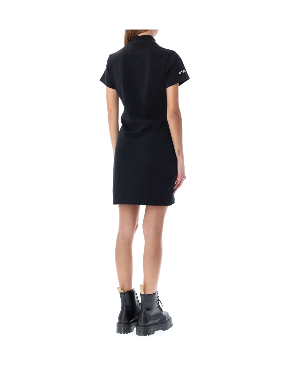 HERON PRESTON Ctnmb S/s Turtleneck Dress - BLACK
