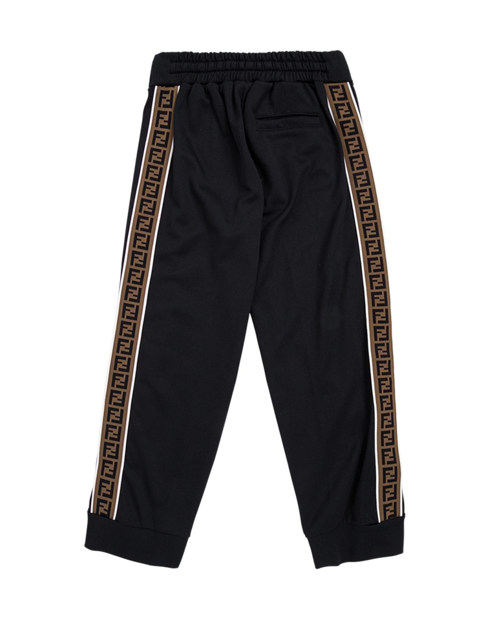 Fendi Cotton Blend Trousers With Ff Side Bands - Black