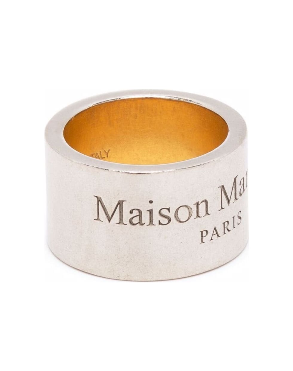 Maison Margiela Silver Brass Logo-engraved Ring - White