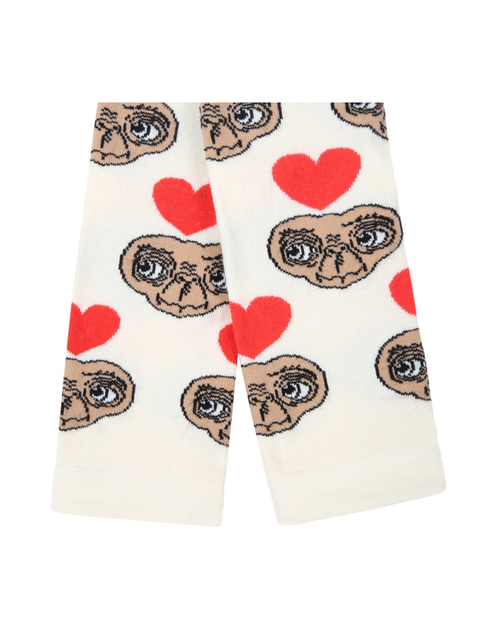 Mini Rodini Ivory Tights For Girl With E.t. And Red Hearts - Ivory