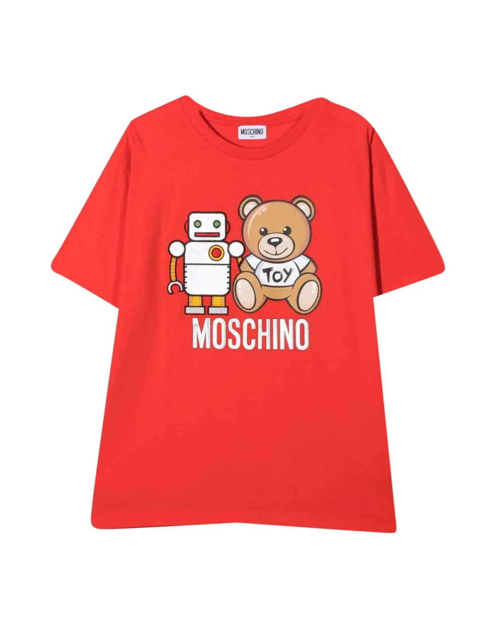Moschino Red T-shirt With Toy Print - Rosso