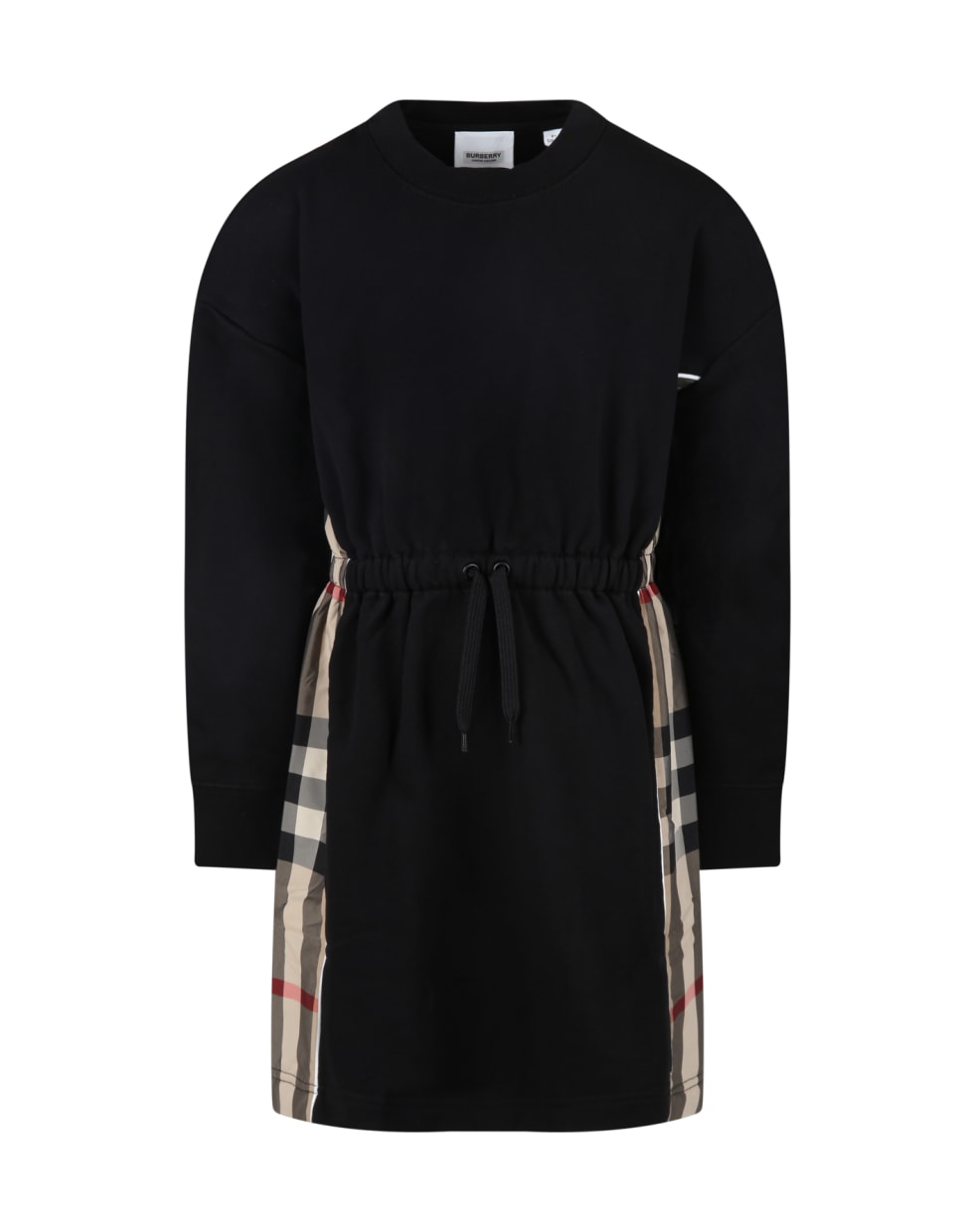 Burberry Black Dress For Girl With Iconic Check Vintage - Black