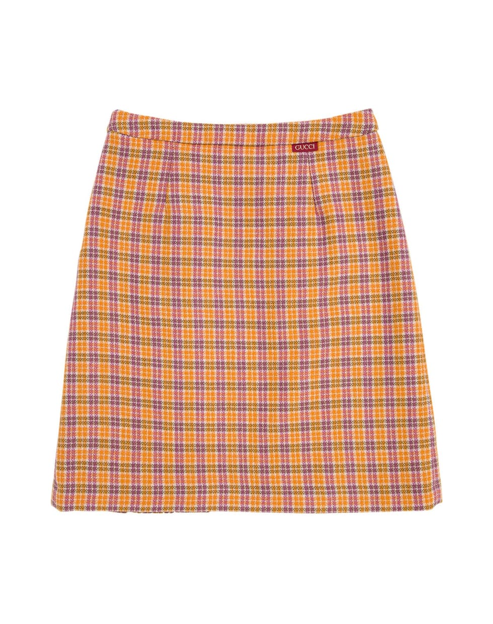 Gucci Orange And Purple Checked Wool Skirt - Orange