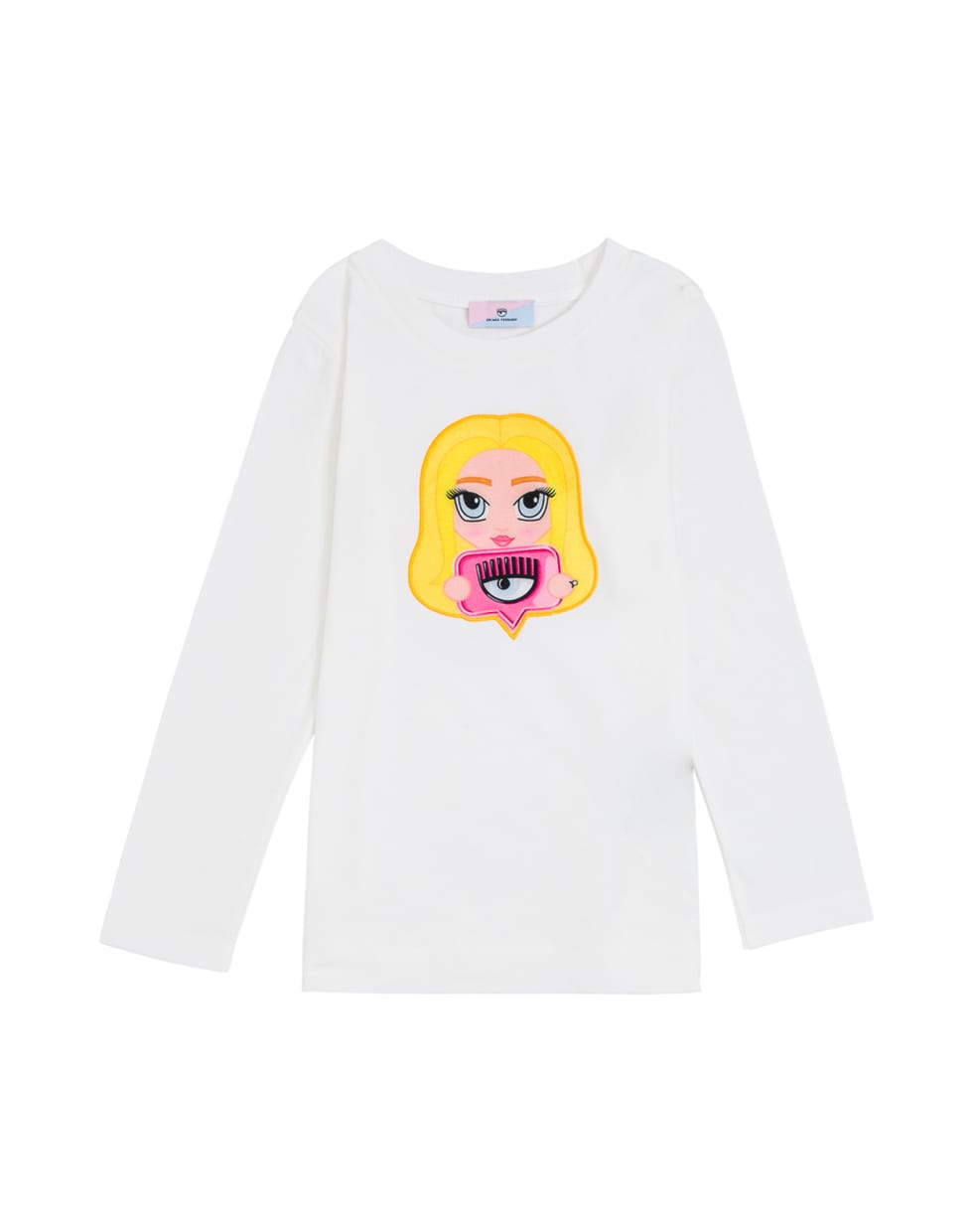 Chiara Ferragni Long-sleeved Cotton T-shirt With Mascot Print - Beige