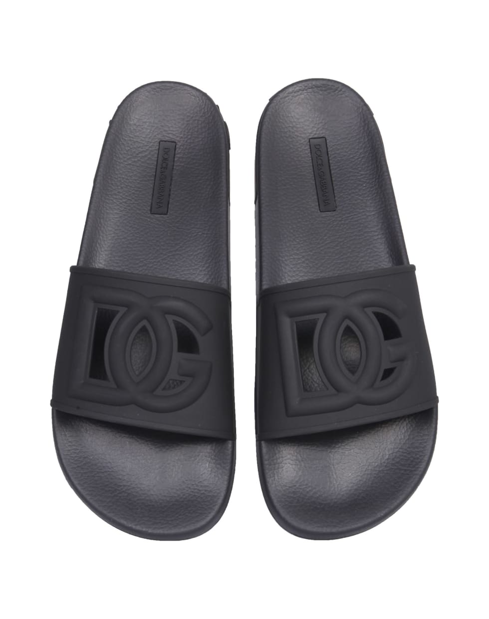 Dolce & Gabbana Rubber Slide Sandals - NERO