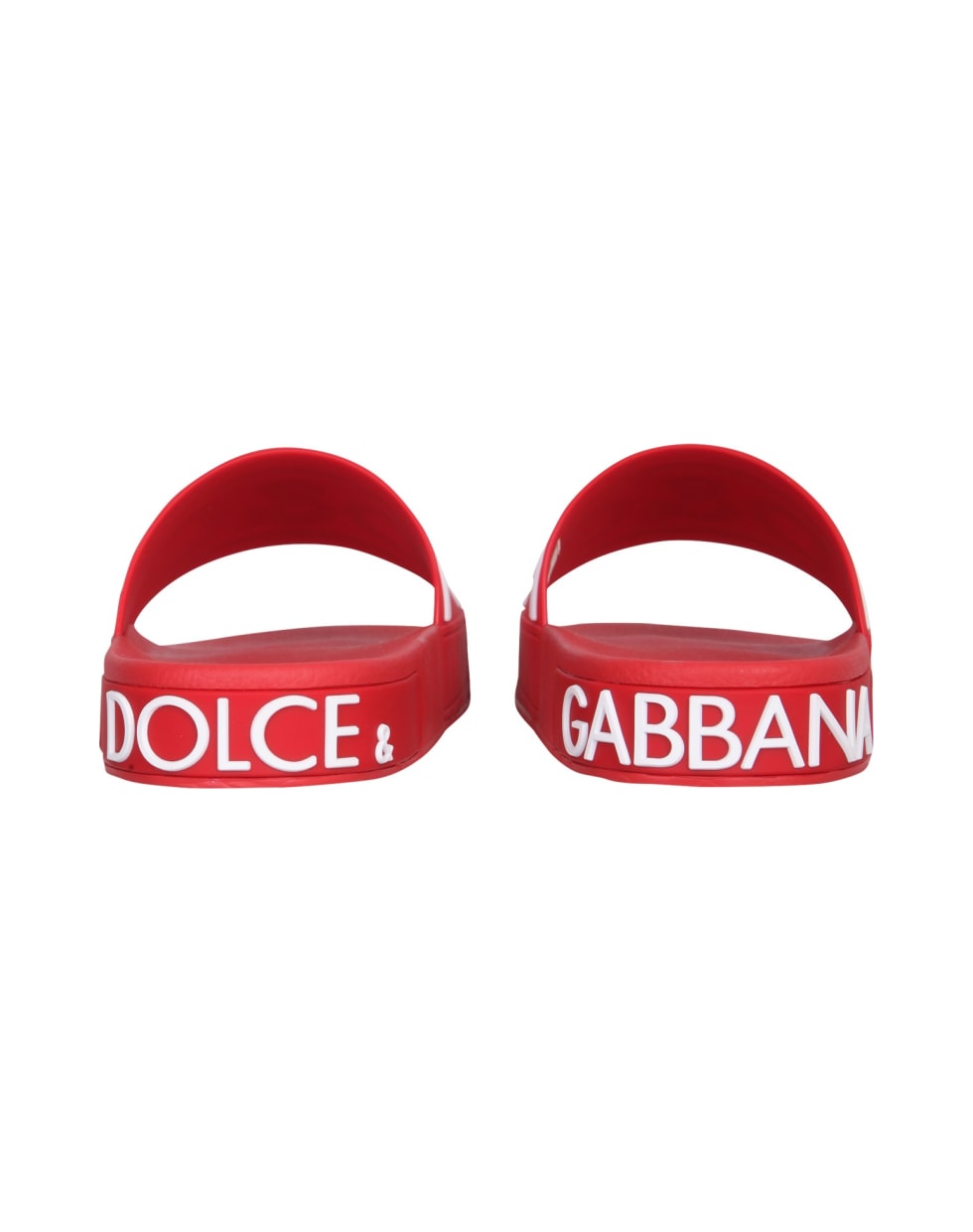 Dolce & Gabbana Slide Sandals With Logo - ROSSO