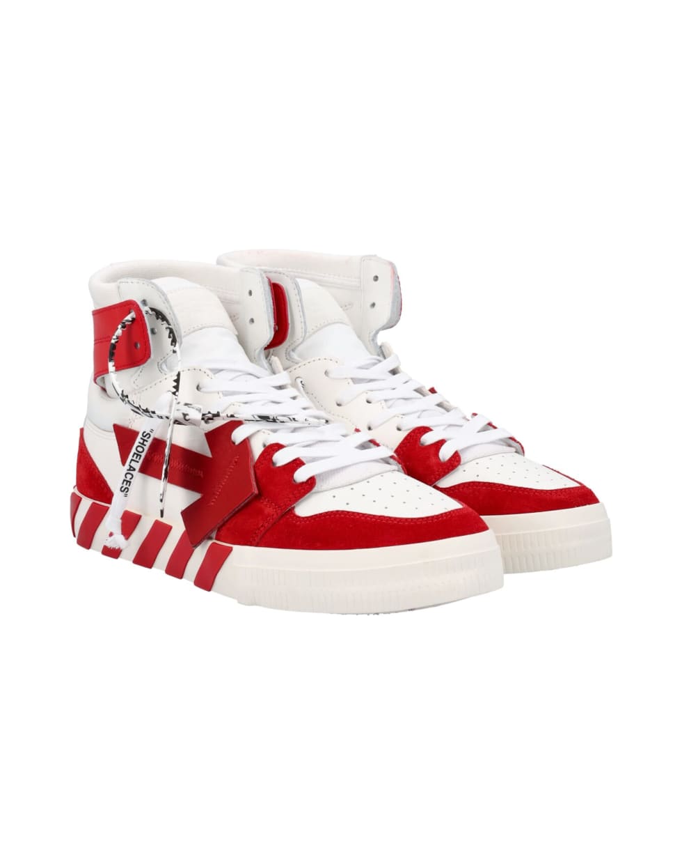 Off-White High Top Vulcanized Leather - White Red