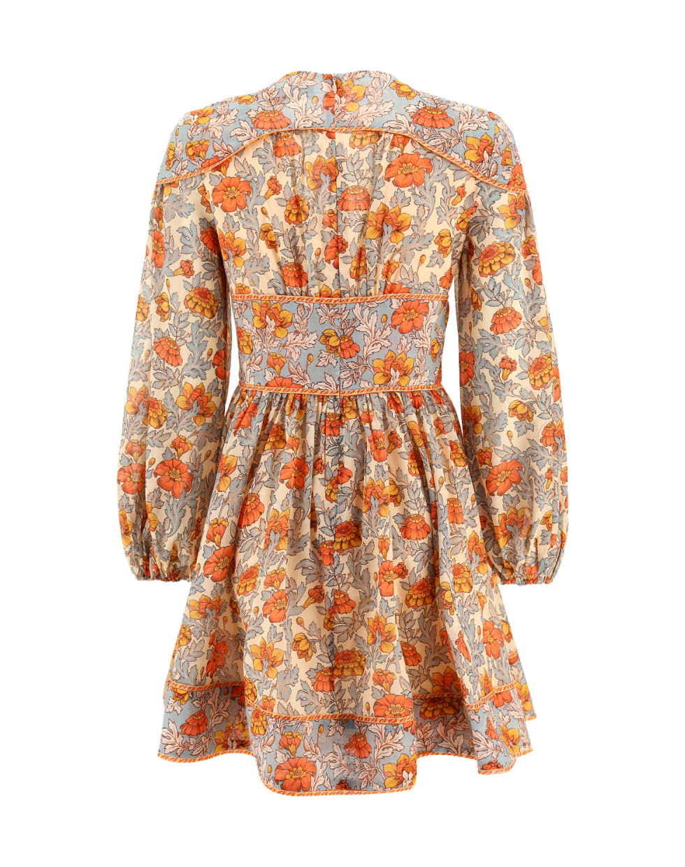 Zimmermann Andie Buttoned Mini Dress - Dusty blue floral