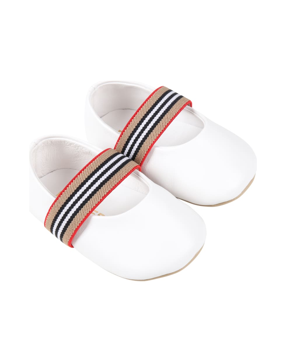Burberry White Ballet Flats For Baby Girl With Check Vintage - White
