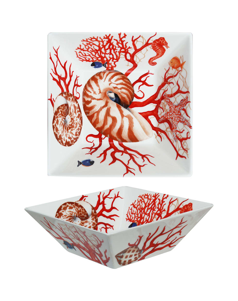 Taitù Medium Squared All-Purpose Bowl - Mare Collection - Coral Red