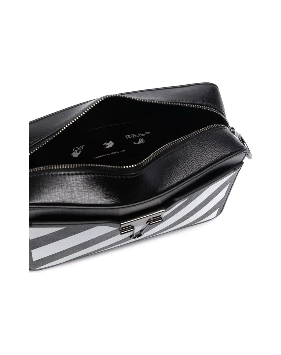 Off-White Black Diag Leather Shoulder Bag - Nero+bianco