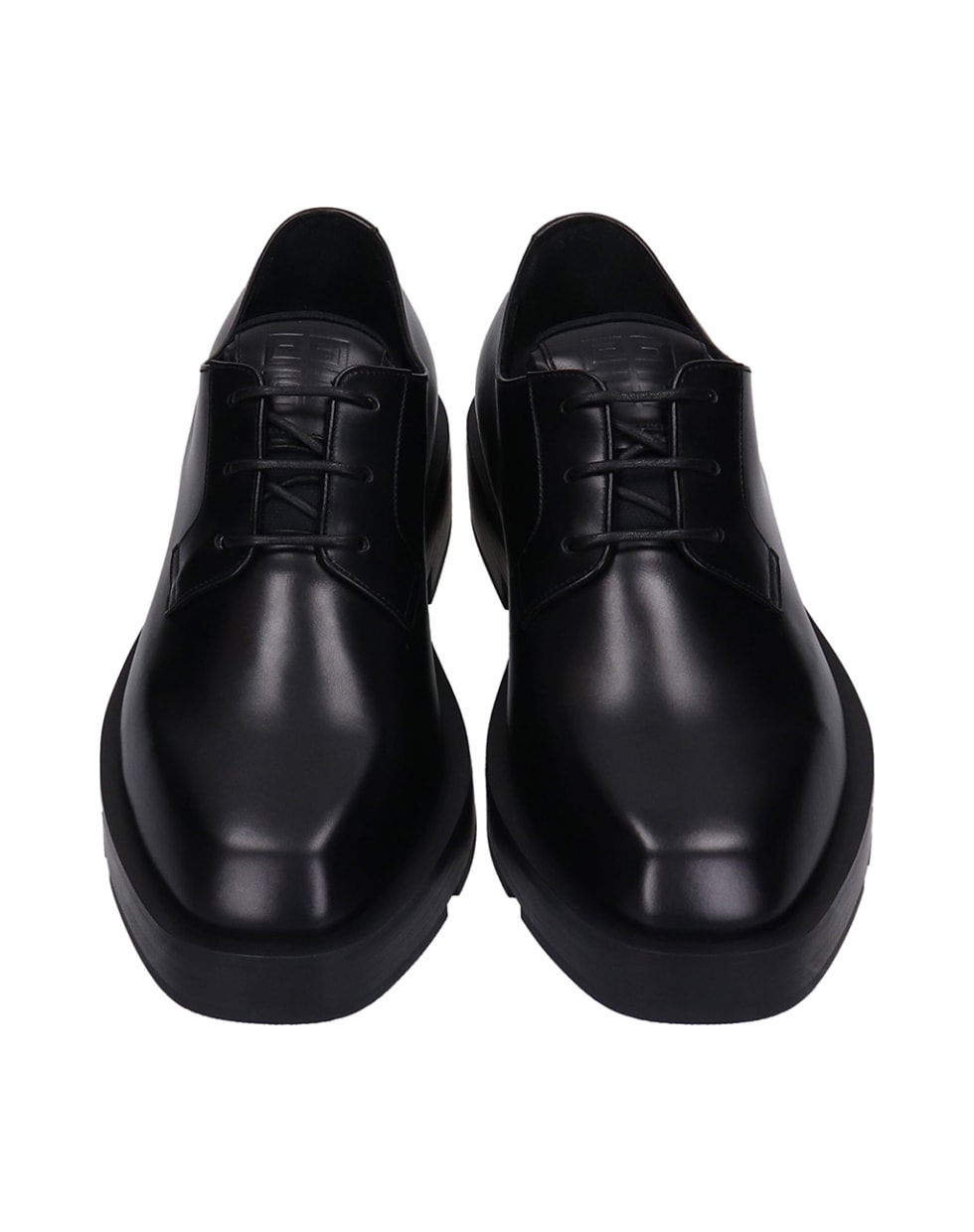 Givenchy Derby Squared Lace Up Shoes In Black Leather - Nero