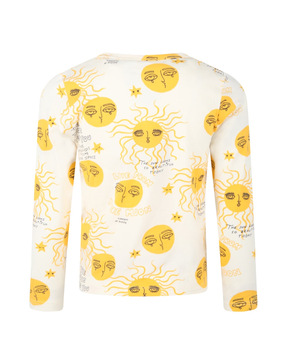Mini Rodini Ivory T-shirt For Kids With Yellow Moon - Ivory