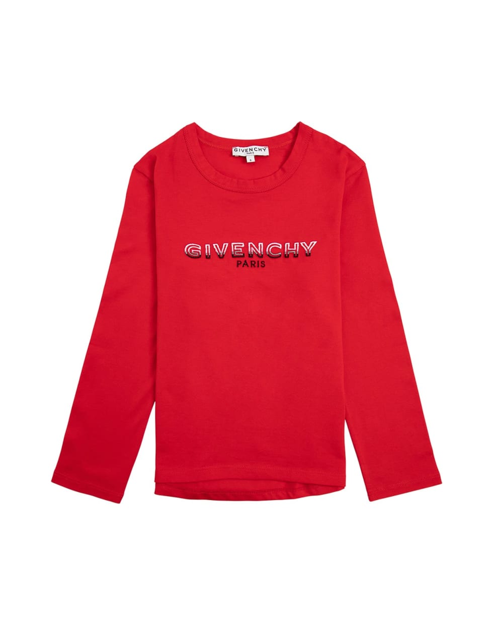 Givenchy Long-sleeved T-shirt In Red Cotton With Logo Print - Red