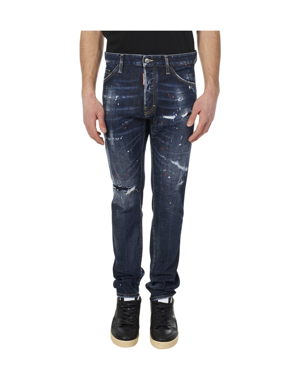 Best price on the market at italist | Dsquared2 Dark Ripped Red & Blue  Spots Wash Cool Guy Jeans