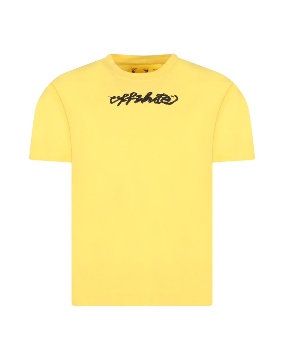Off-White Yellow T-shirt For Kids With Black Logo - Giallo e Nero