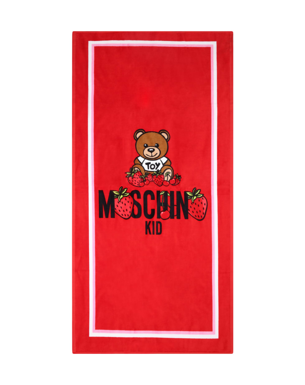 Moschino Red Beach Towel For Girl With Teddy Bear - Red