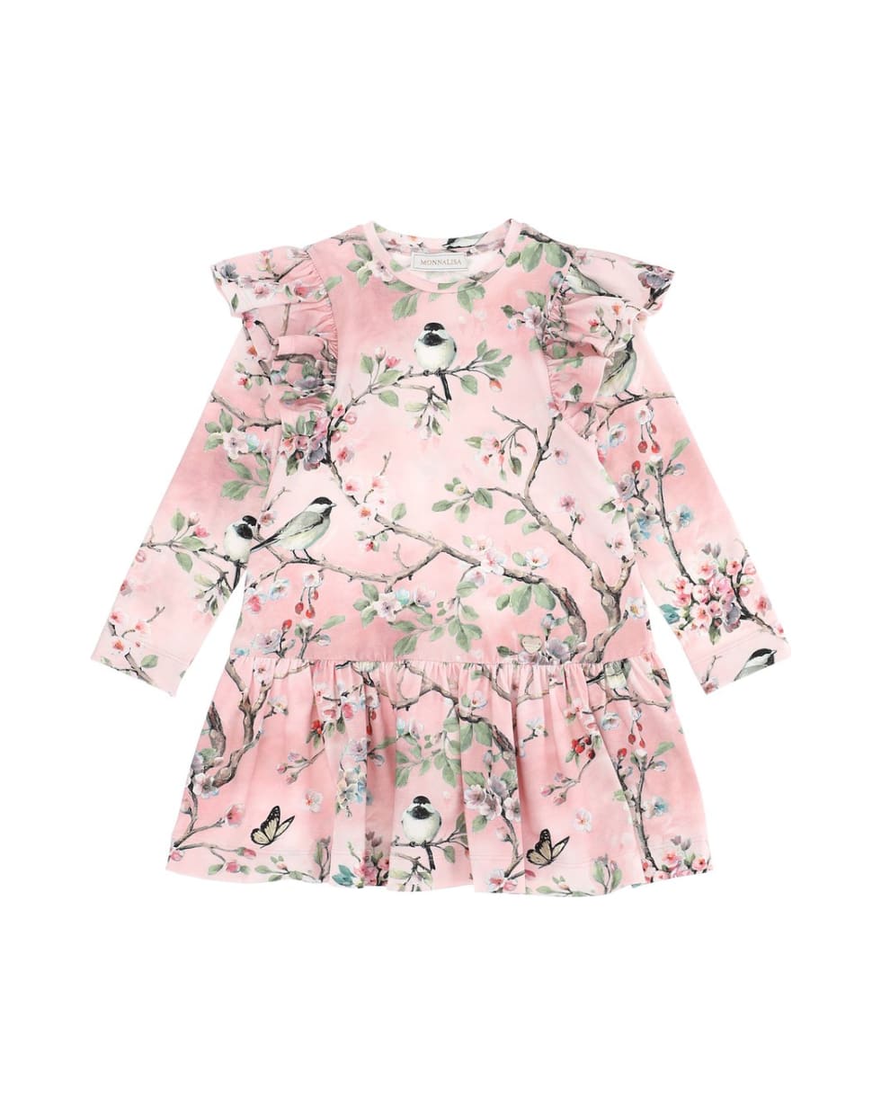 Monnalisa Pink Cotton Dress With Floral Print - C