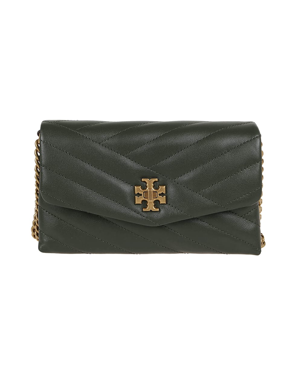 Tory Burch Kira Chevron Chain Wallet - Sycamore Rolled Gold