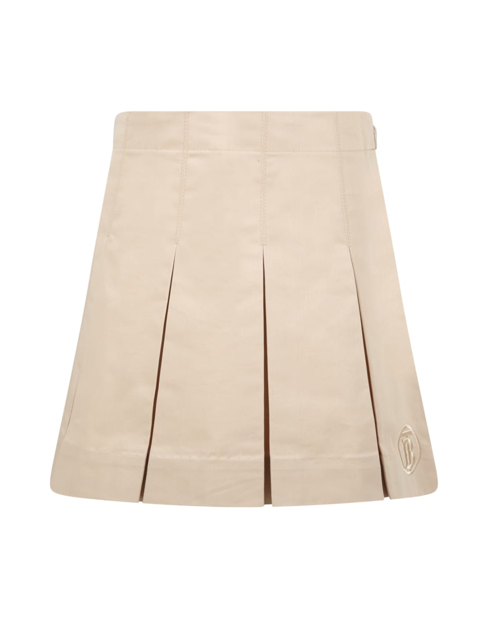 Burberry Beige Skirt For Girl With Embroidered Logo - Beige