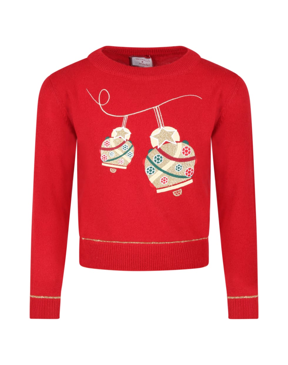 Simonetta Red Sweater For Girl With Bells - Red
