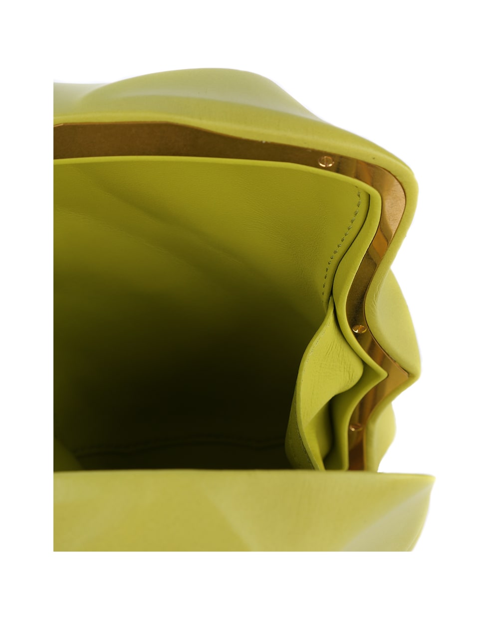 Bottega Veneta Bv Whirl Clutch In Paper Calf - Kiwi-gold