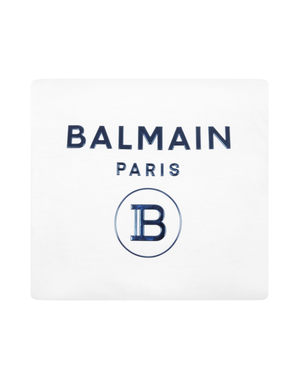 Balmain White Blanket For Babykids With Blue Logo - White