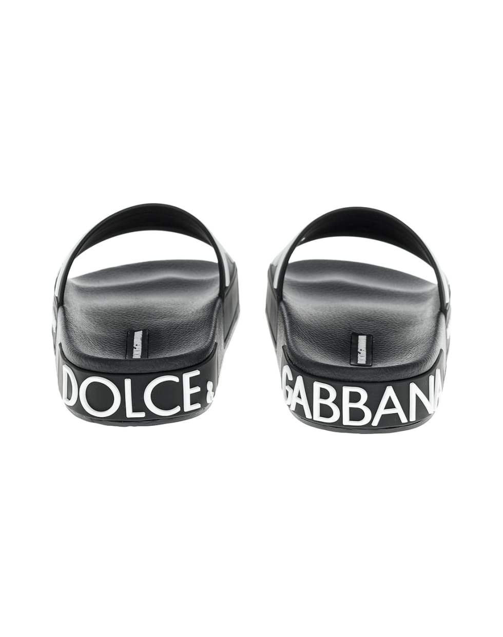 Dolce & Gabbana Black Slide Rubber Sandals With Logo - Black