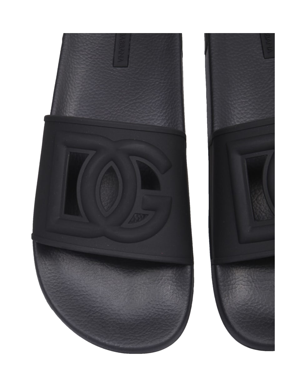Dolce & Gabbana Rubber Slide Sandals - NERO