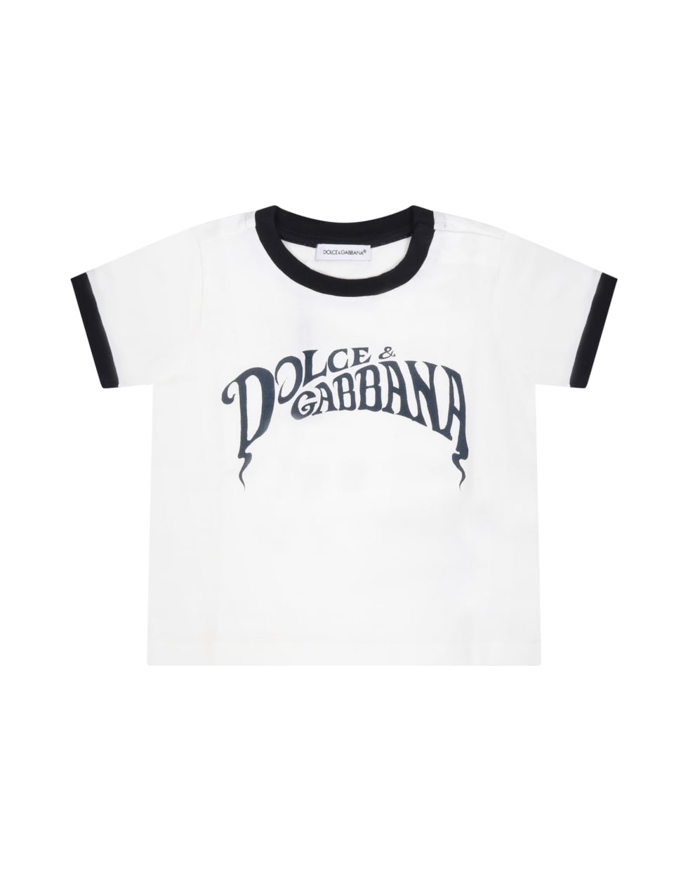 Dolce & Gabbana White T-shirt For Babyboy With Logo - Panna