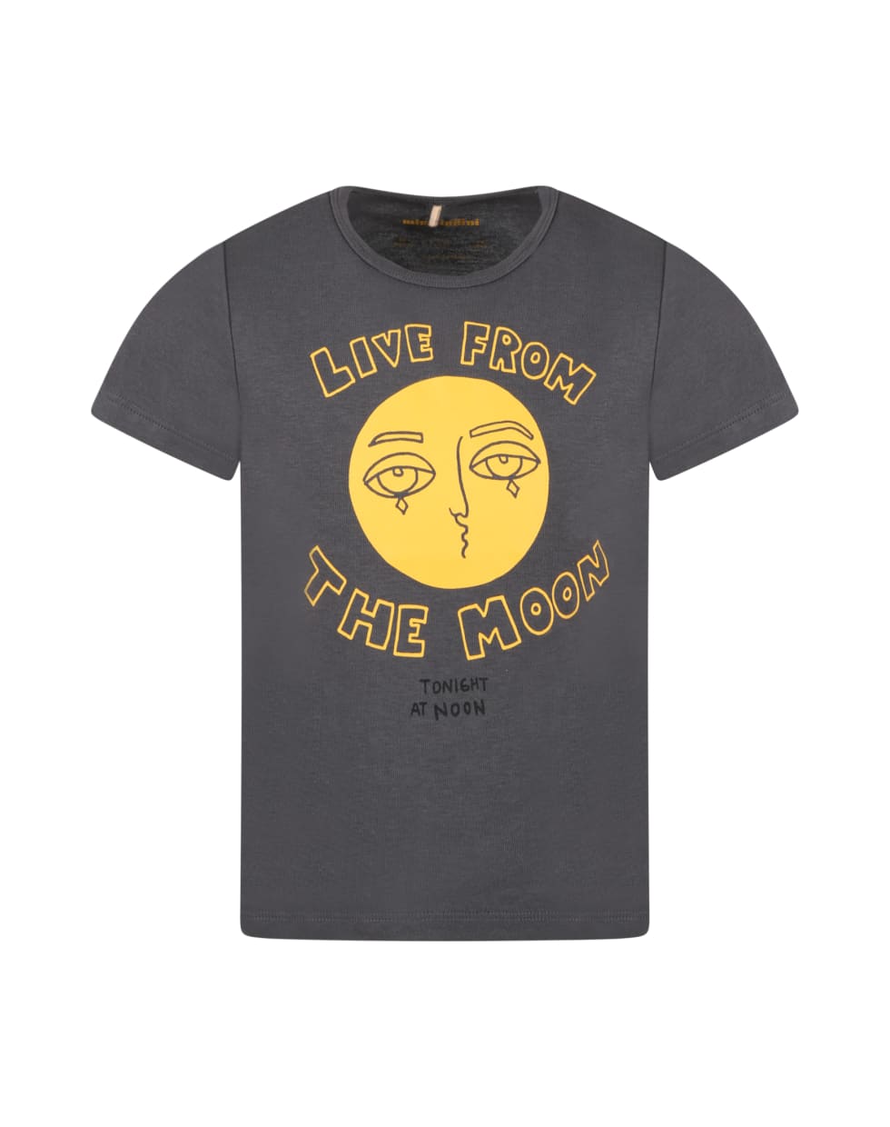 Mini Rodini Gray T-shirt For Kids With Yellow Moon - Grey