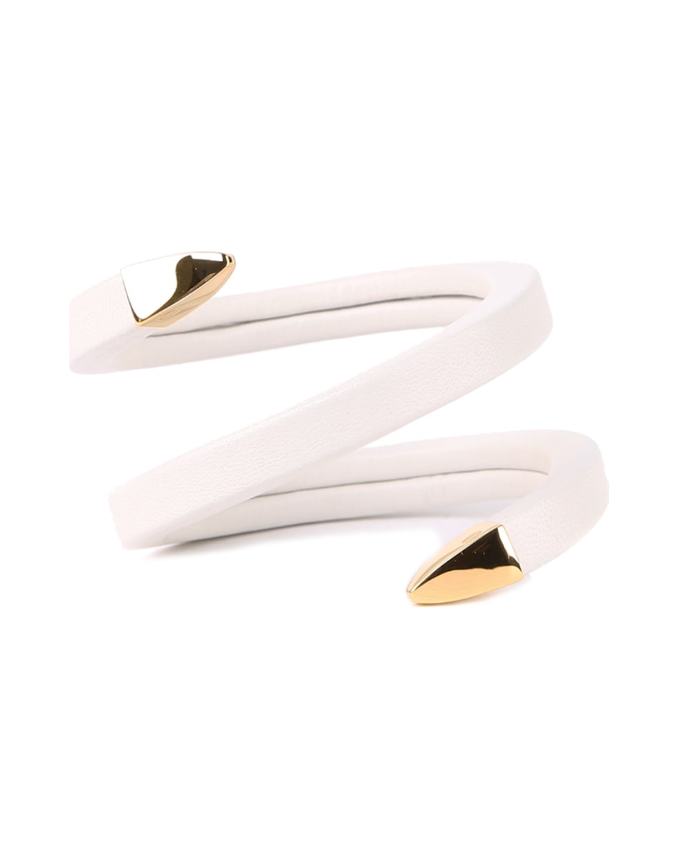 Bottega Veneta Spiral Bracelet In Nappa Leather With Metal Snake Head - White