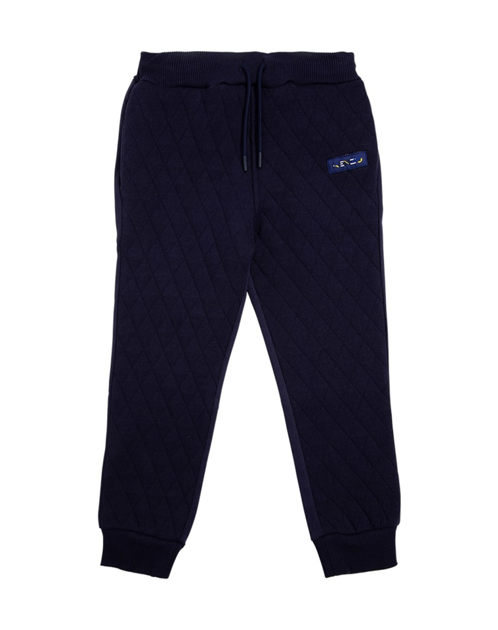 Kenzo Kids Blue Quilted Cotton Joggers With Logo - Blu