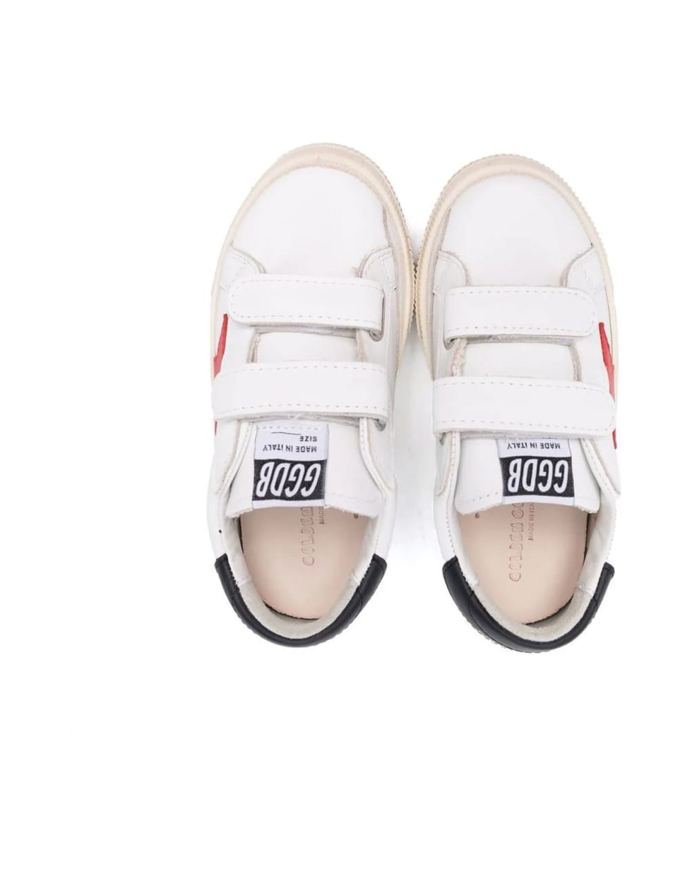 Golden Goose White Leather Old Skool Sneakers - Bianco+rosso