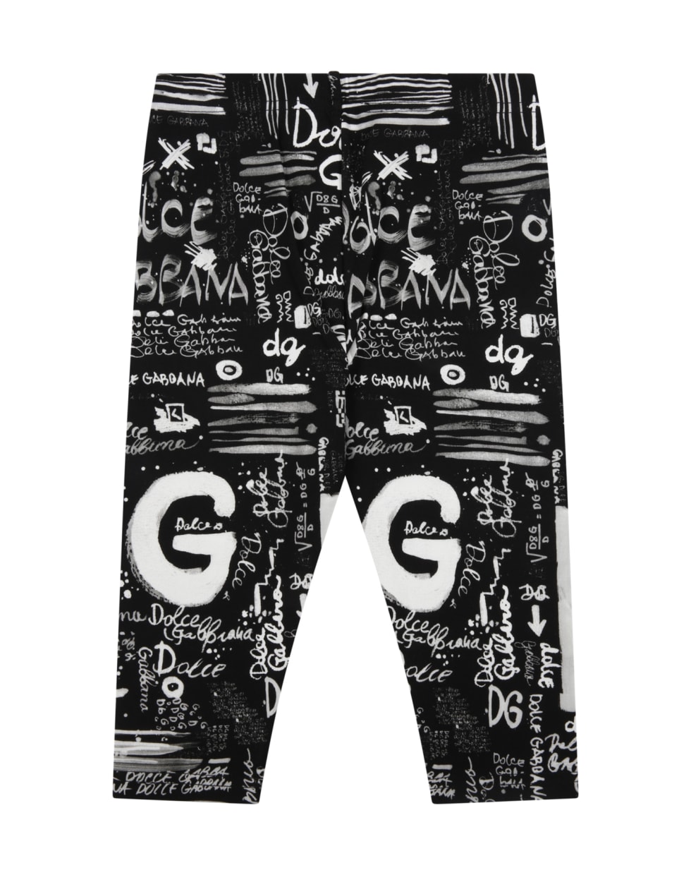 Dolce & Gabbana Black Leggings For Babykids With Logo - Black