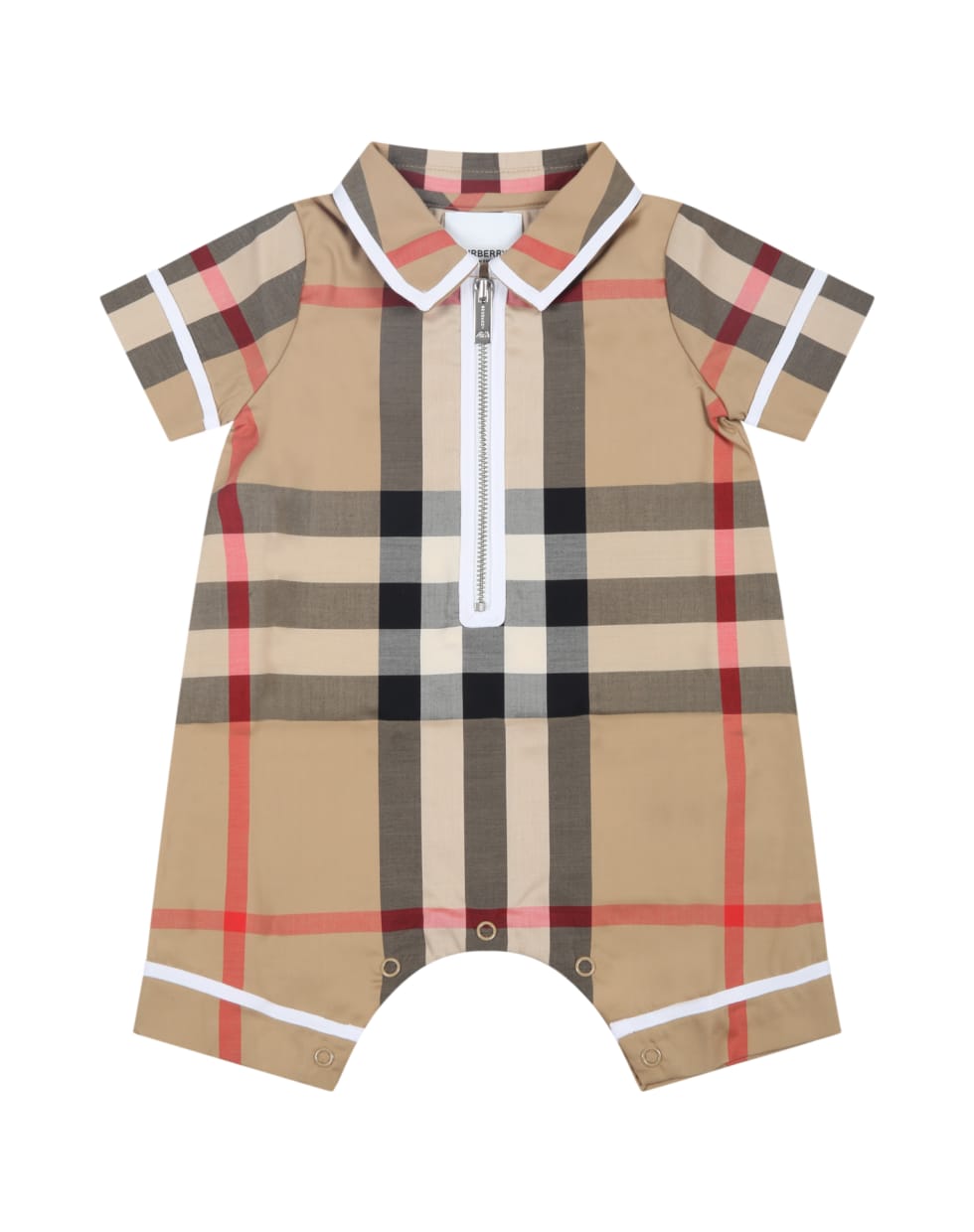 Burberry Beige Romper For Baby Boy With Check Vintage - Beige