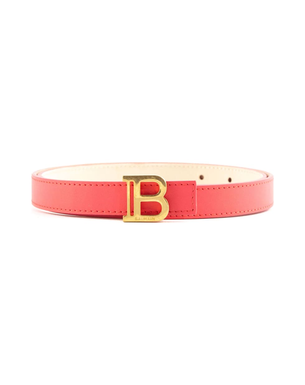 Balmain Smooth Pink Calfskin B-belt Belt - Corallo