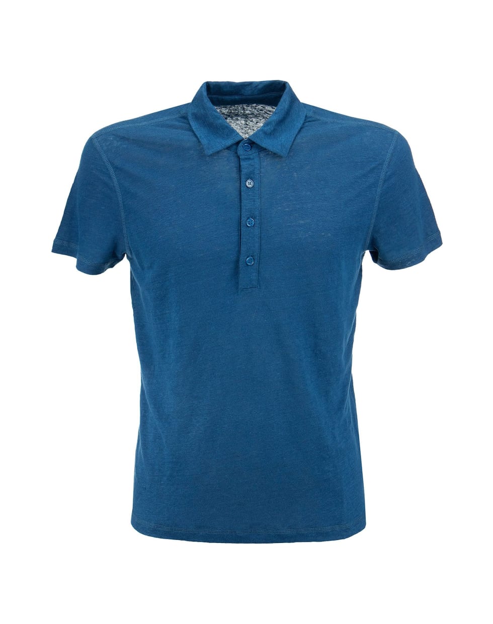 Majestic Filatures Linen Polo APROVEITE Shirt With Short Sleeves - Indigo