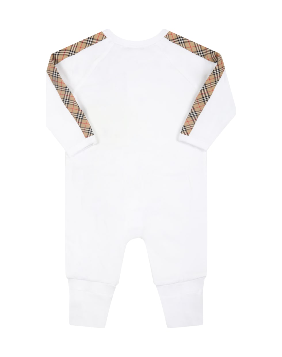 Burberry White Set For Babykids With Iconic Check Vintage - White
